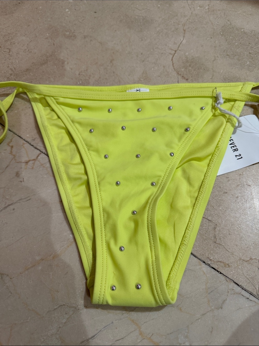 Forever 21 Neon Yellow Studded Bikini Bottom